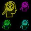 magnifier, had, brain icon neon color set icon. Simple thin line, outline vector of business icons for ui and ux, website or Royalty Free Stock Photo