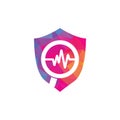 Magnifier and heartbeat logo template. Royalty Free Stock Photo