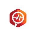 Magnifier and heartbeat logo template. Royalty Free Stock Photo