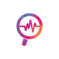 Magnifier and heartbeat logo template. Royalty Free Stock Photo