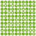 100 magnifier icons hexagon green