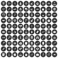 100 magnifier icons set black circle Royalty Free Stock Photo