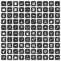 100 magnifier icons set black Royalty Free Stock Photo