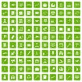 100 magnifier icons set grunge green