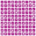 100 magnifier icons set grunge pink Royalty Free Stock Photo