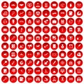 100 magnifier icons set red