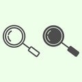Magnifier line and solid icon. Search tool Magnifying glass outline style pictogram on white background. Development and