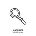 Magnifier line vector icon. Editable stroke