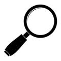 Magnifier, loupe icon. Web search or zoom symbol. Black silhouette design. Vector illustration isolated on white