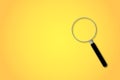 Magnifier or magnifying glass with light on yellow background. Search, discovery, research and analysis concept. Royalty Free Stock Photo