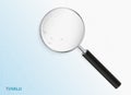Magnifier with map of Tuvalu on abstract topographic background