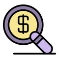 Magnifier money icon color outline vector Royalty Free Stock Photo