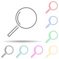 Magnifier multi color set icon. Simple thin line, outline vector of web icons for ui and ux, website or mobile application Royalty Free Stock Photo
