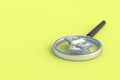 Magnifier near money. Detection of suspicious transactions, counterfeit funds Royalty Free Stock Photo