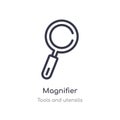 magnifier outline icon. isolated line vector illustration from tools and utensils collection. editable thin stroke magnifier icon