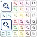 Magnifier outlined flat color icons Royalty Free Stock Photo