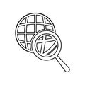 magnifier over a globose icon. Element of Logistic for mobile concept and web apps icon. Outline, thin line icon for website