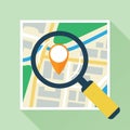 Magnifier Over Navigational Map Flat Icon