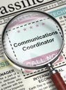 Communications Coordinator Job Vacancy. 3D.