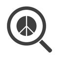 Magnifier peace sign, human rights day, silhouette icon design