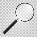 Magnifier. Realistic vector illustration of a transparent background. Search and inspection symbol. Optical zooming tool. Royalty Free Stock Photo