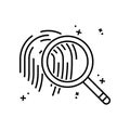 Magnifier search fingerprint icon. Simple line, outline of law and justice icons for ui and ux, website or mobile