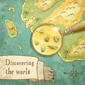 Magnifier Showing Beautiful Nature on the Old Map Royalty Free Stock Photo