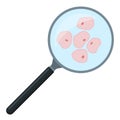 Magnifier showing healthy cells