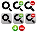 Magnifier Symbol / Icon Set. Zoom In, Zoom Out Icons Royalty Free Stock Photo