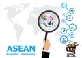 The magnifier to asean economic community Map And Business