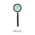 Magnifier. Top view. Vector cartoon illustration. Isolated object on white. Royalty Free Stock Photo