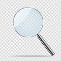 Magnifier transparent realistic vector. Magnifying Royalty Free Stock Photo