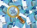 Magnifier On Twenty Euro Background