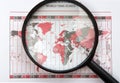 Magnifier on world map Royalty Free Stock Photo