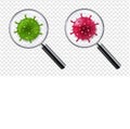 Magnifiers Set With Coronavirus Isolated Transparent Background