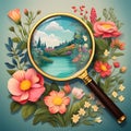 magnifing glass, ai-generatet Royalty Free Stock Photo