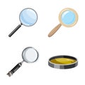 Magnify glass icon set, cartoon style Royalty Free Stock Photo