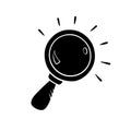 Magnify glass silhouette in simple style, hand drawn sketch. Search symbol in cartoon style, vector illuistration