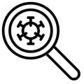 Magnify glass with Virus vector illustration, line style icon Royalty Free Stock Photo