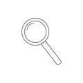 Magnify icon, lined, black line, loupe outline on white background, simple for website