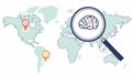 Magnify world map connect network, global link, international net, world connect, Vector Design, Generative AI