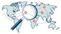 Magnify world map heart beat pulse, global life, international health, world pulse, Vector Design, Generative AI