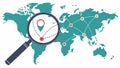 Magnify world map man, global view, international perspective, world citizen, Vector Design, Generative AI