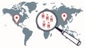 Magnify world map music note, global melody, international song, world music, Vector Design, Generative AI