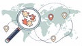 Magnify world map puzzle, global solution, international problem, world puzzle, Vector Design, Generative AI