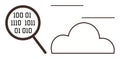 Magnifying Binary Code Next to Cloud Outline Representing Data Analysis and Cloud Computing Royalty Free Stock Photo