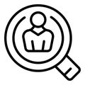 Magnifying client icon outline vector. Customer people