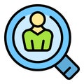 Magnifying client icon vector flat