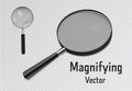 Set of 3D Realistic magnifier. Magnifying glass tool for research and search for your design.