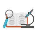 Magnifying glass and academic book design